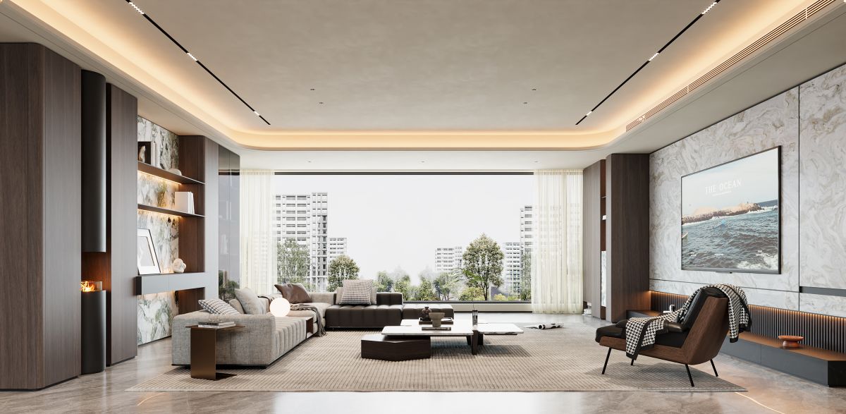 御湖镜225m²,意式极简设计方案 实景图 1